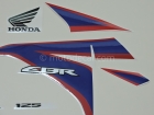 HONDA CBR 125R 2011 WHITE RED BLUE DECAL KIT